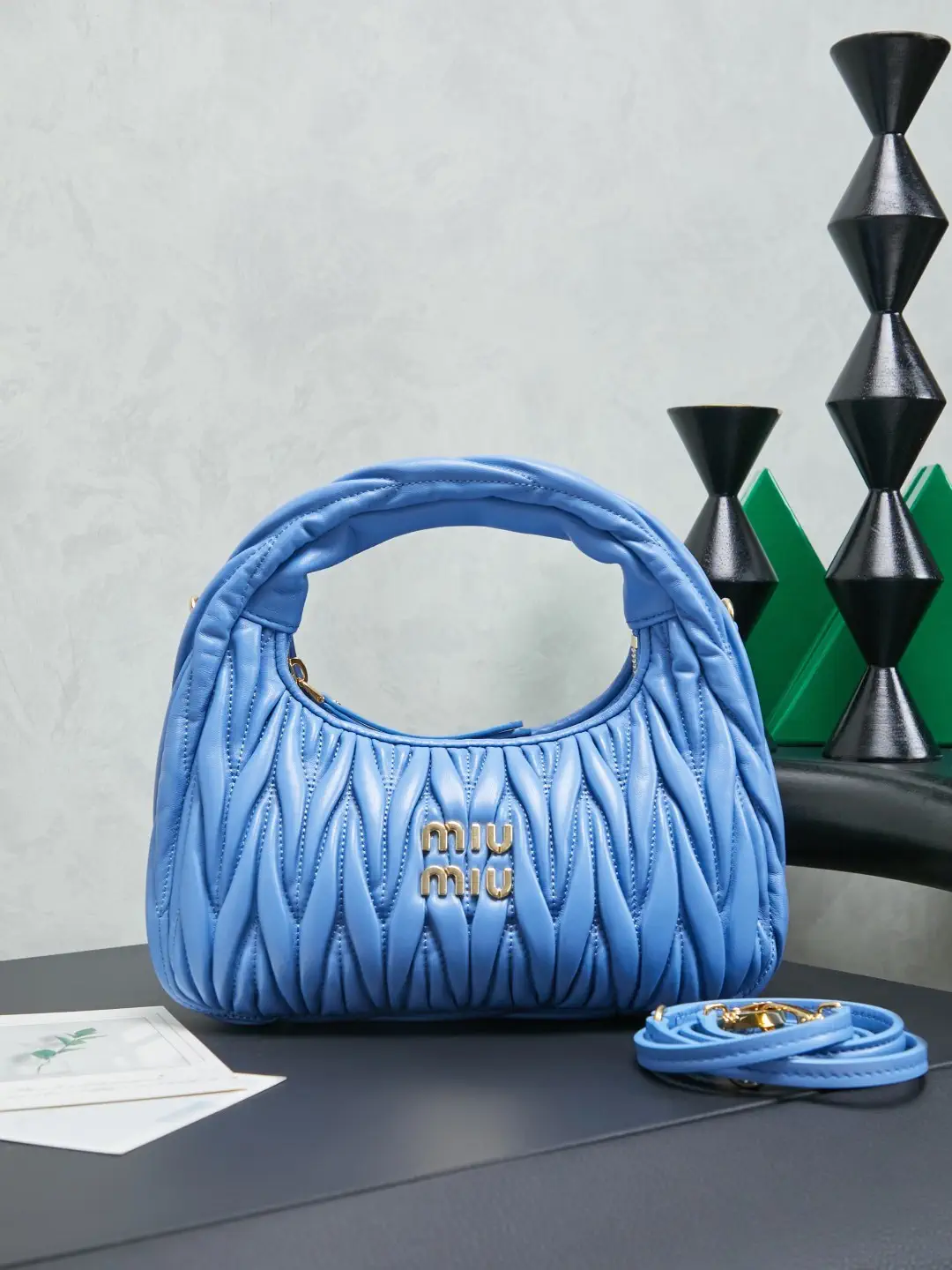 Miu Miu Blue Quilted Top Handle Bag image 1