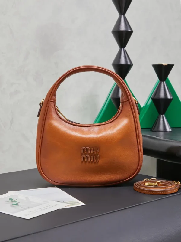 Miu Miu Brown Leather Hobo Shoulder Bag image 1