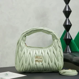 Miu Miu Sage Green Quilted Top Handle Bag image 1