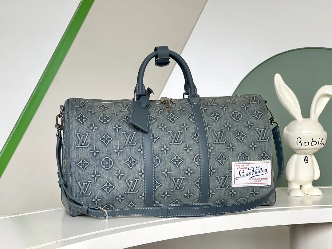 Louis Vuitton Monogram Denim Keepall Bandoulière 50 Duffle Bag image 1