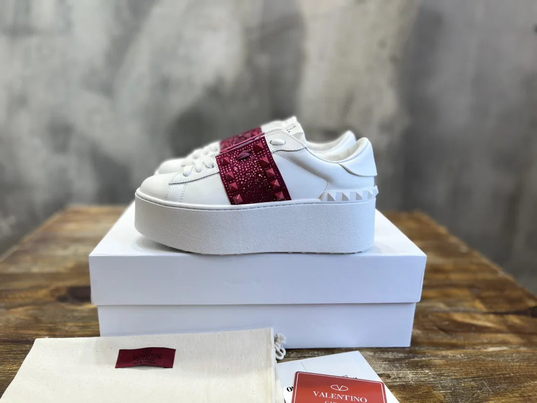 Platform Studded Sneakers with Rhinestone Accent image 1