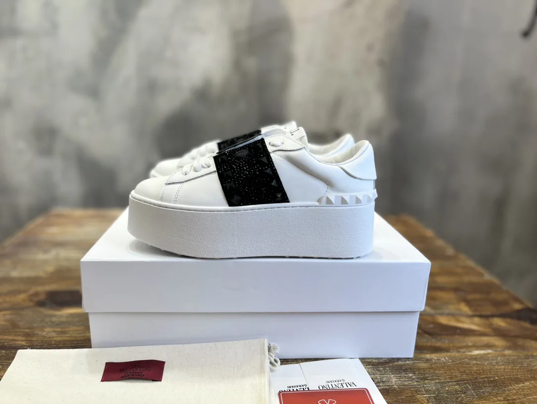 Women's Platform Studded Leather Sneakers image 1