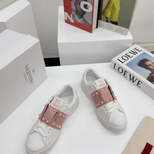 Rockstud Untitled White Sneakers with Pink Strap image 1