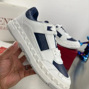 White and Navy Casual Sneakers image 1