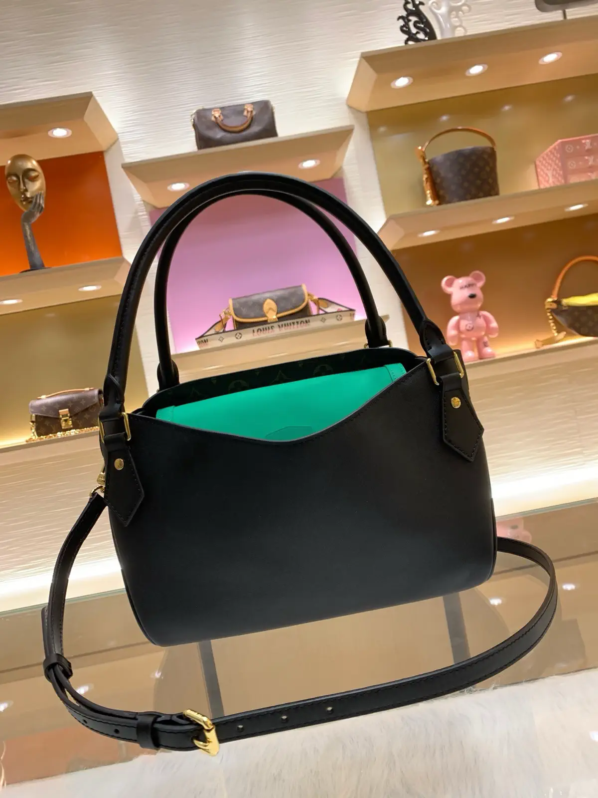 Louis Vuitton Black Leather Small Top Handle Bag with Detachable Strap image 1