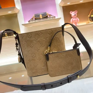 Louis Vuitton Monogram Suede Bucket Bag with Detachable Pouch image 1