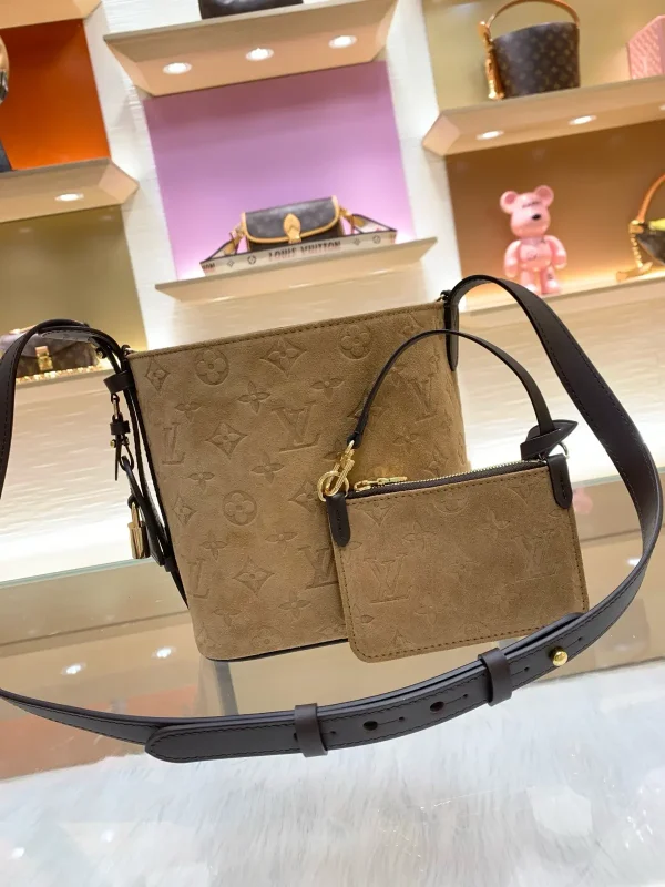 Louis Vuitton Monogram Suede Bucket Bag with Detachable Pouch image 1