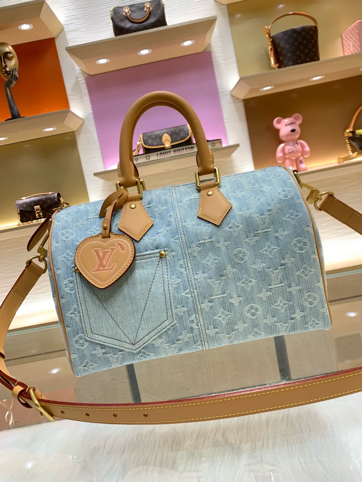 Louis Vuitton Speedy Bandoulière 30 Monogram Denim Top Handle Bag image 1