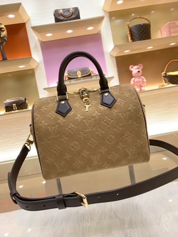 Louis Vuitton Speedy Bandoulière 25 Monogram Suede Top Handle Bag image 1