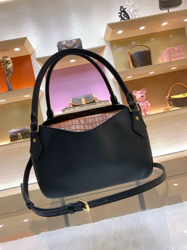Louis Vuitton Black Leather Small Top Handle Bag with Detachable Strap image 1