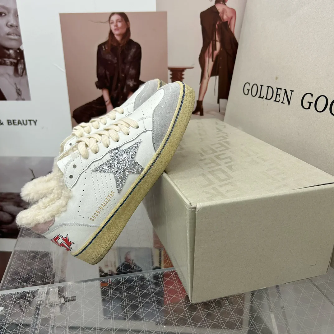 GGDB Ballstar Fur-Lined Leather Sneakers image 1