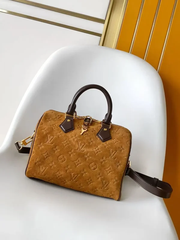 Louis Vuitton Speedy Bandoulière 25 Monogram Suede Top Handle Bag image 1