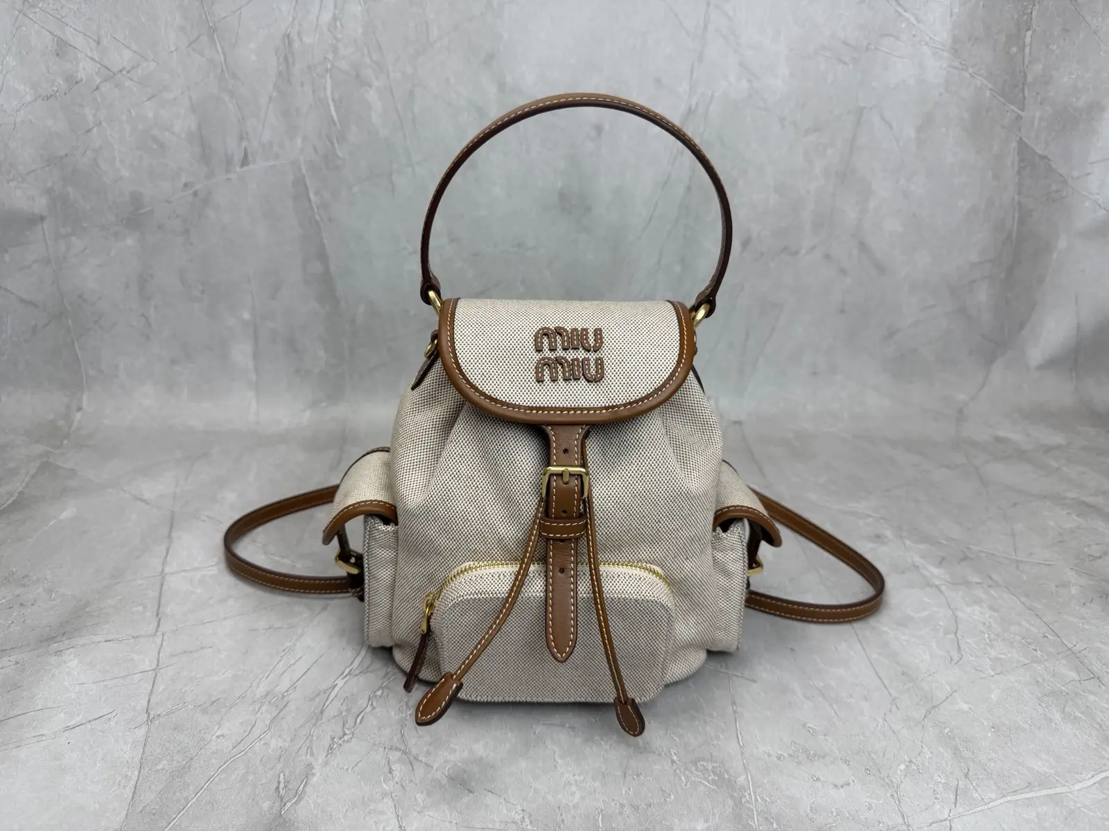 Miu Miu Canvas and Leather Trim Backpack image 1