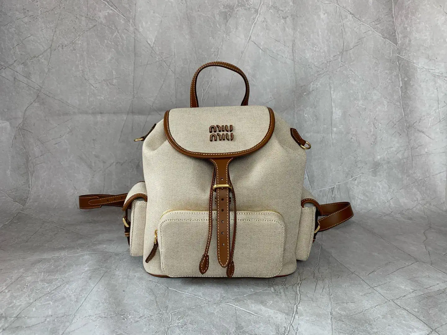 Miu Miu Canvas and Leather Trim Backpack image 1