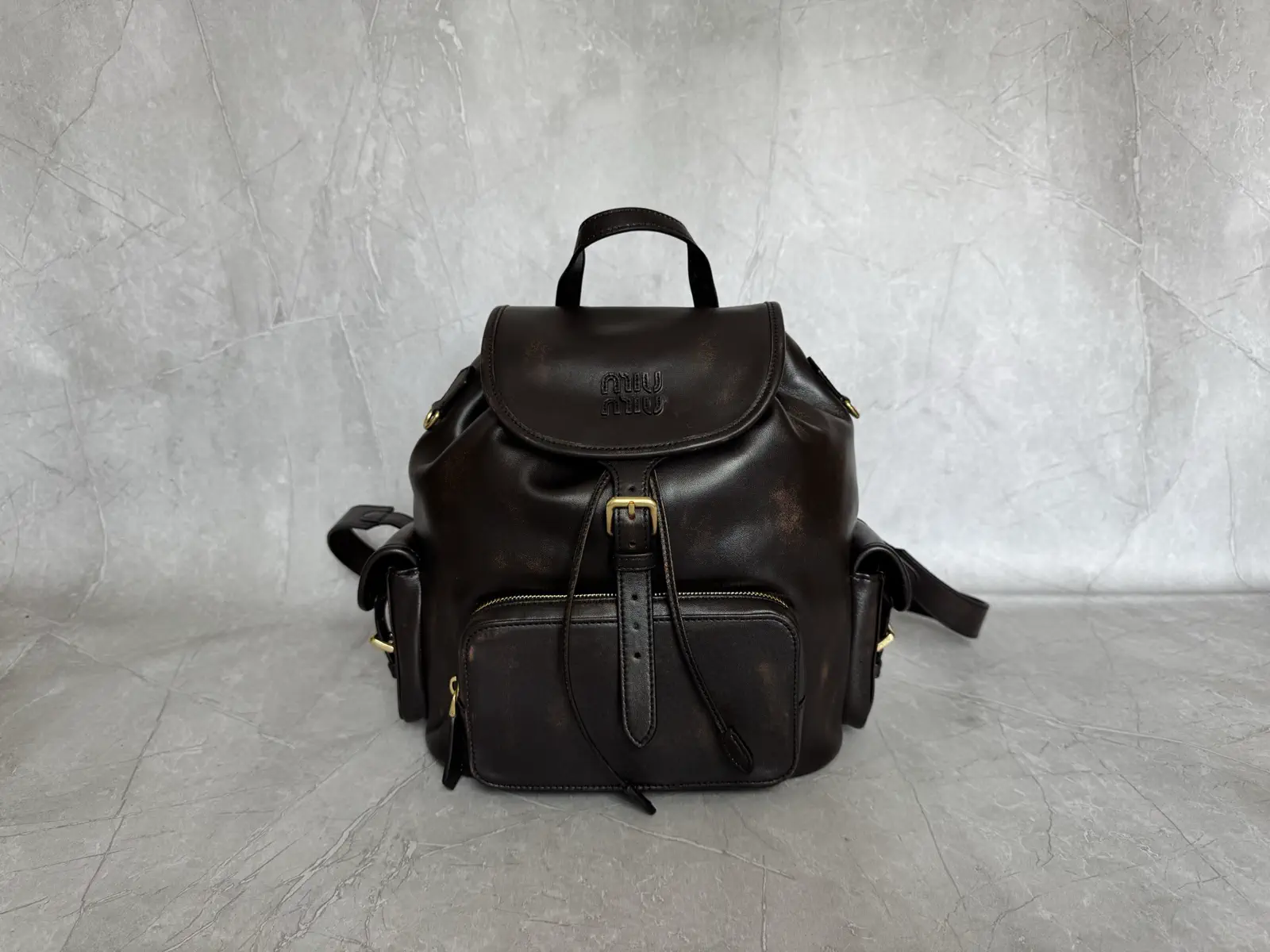 Miu Miu Vintage Distressed Leather Backpack image 1