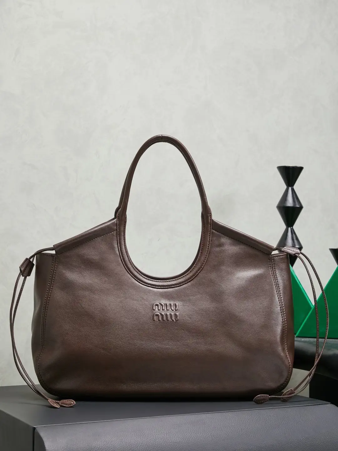 Miu Miu Brown Leather Tote Bag image 1