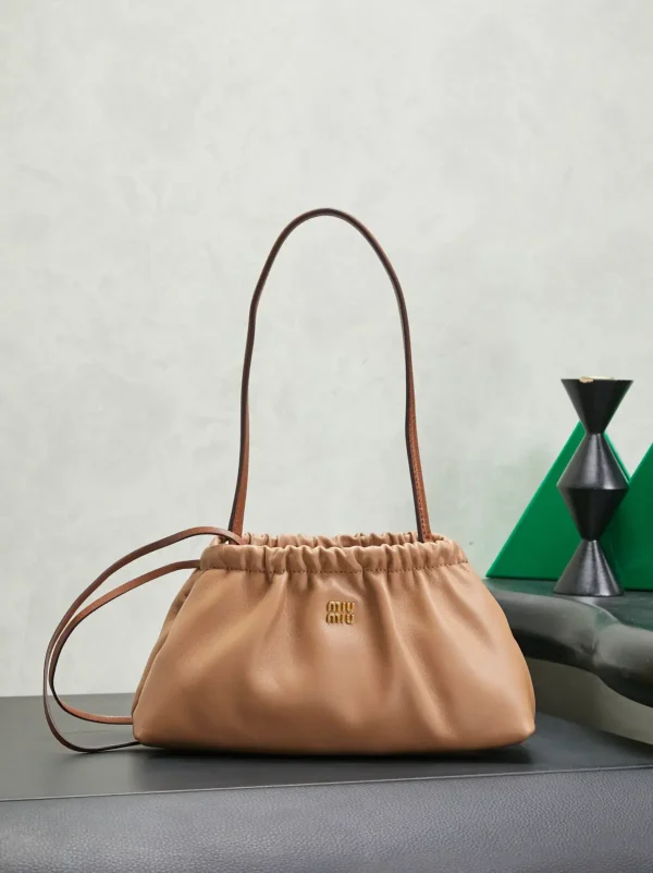 Miu Miu Brown Ruched Mini Shoulder Bag image 1