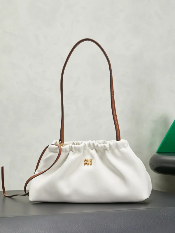 Miu Miu White Ruched Mini Shoulder Bag image 1