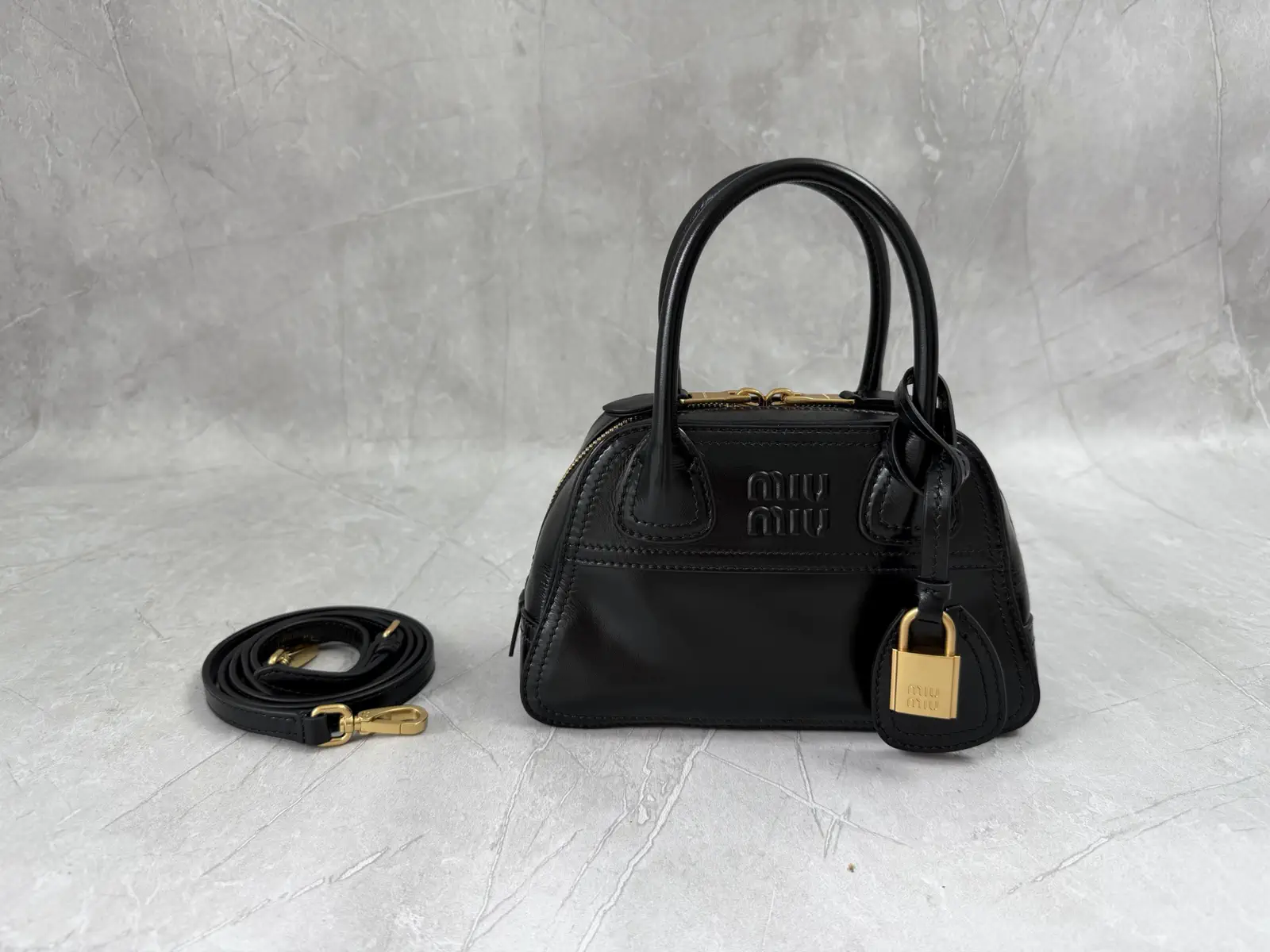 Miu Miu Black Leather Mini Top Handle Bag image 1