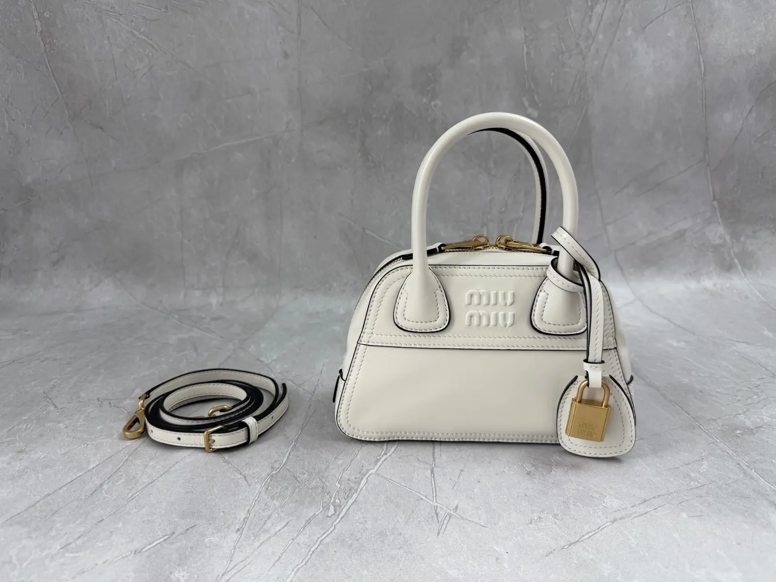 Miu Miu White Leather Mini Top Handle Bag image 1