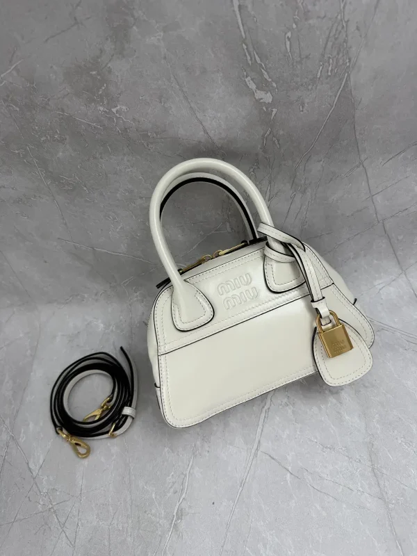 Miu Miu White Mini Vivant Top Handle Bag image 1