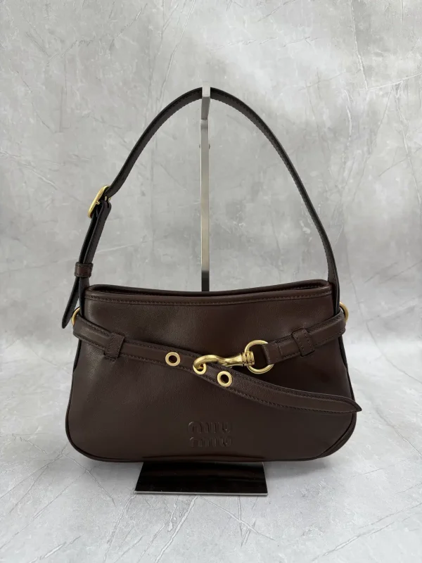 Miu Miu Brown Leather Shoulder Bag image 1