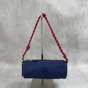 Miu Miu Navy Canvas Cylindrical Shoulder Bag image 1