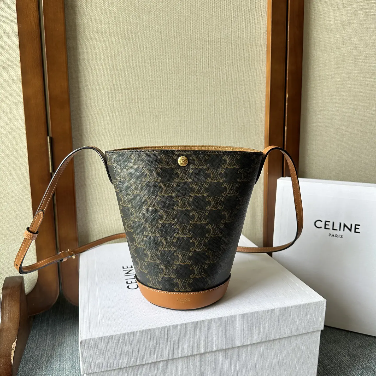 CELINE Triomphe Monogram Mini Bucket Bag image 1