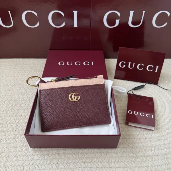 Gucci Burgundy Card Holder with Light Pink Trim image 1