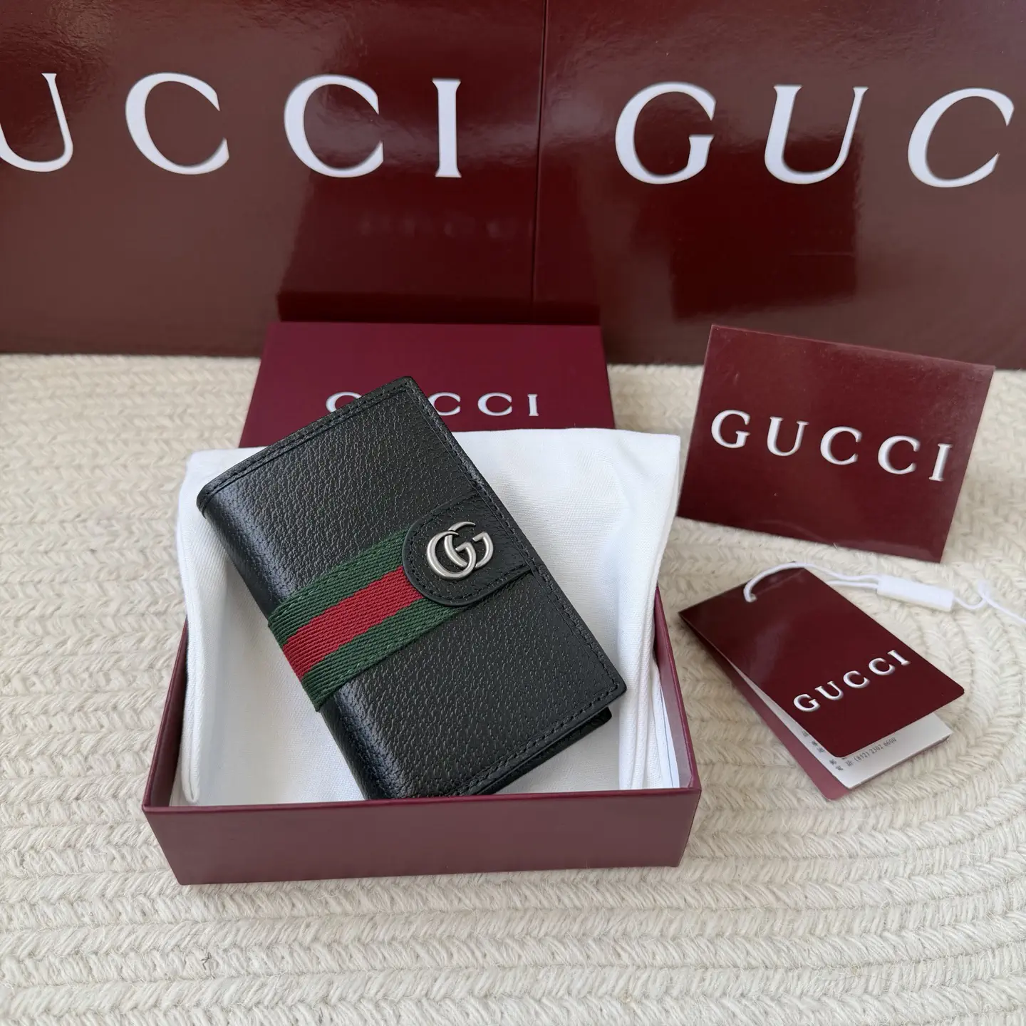 Gucci Black Web Stripe Card Holder image 1