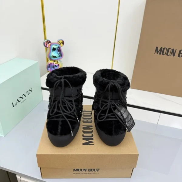 Fuzzy Lace-Up Platform Snow Boots image 1