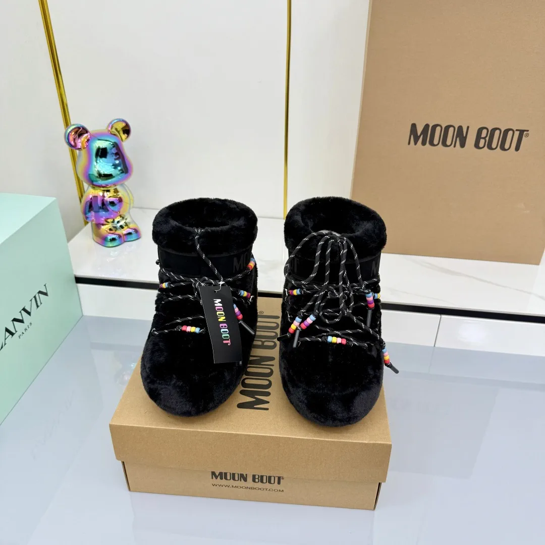 Fuzzy Lace-Up Short Snow Boots image 1