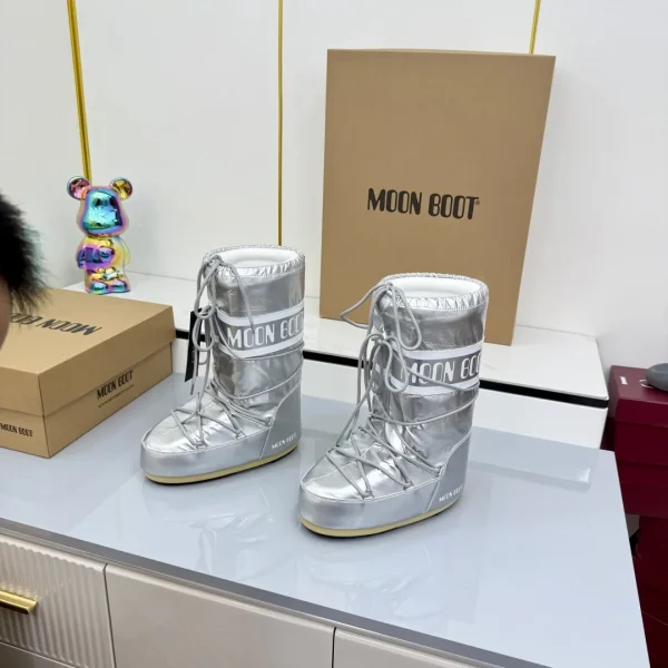 Metallic Silver Moon Boot Snow Boots image 1