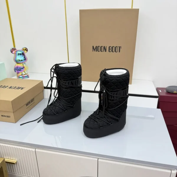 Quilted Lace-Up Platform Snow Boots image 1