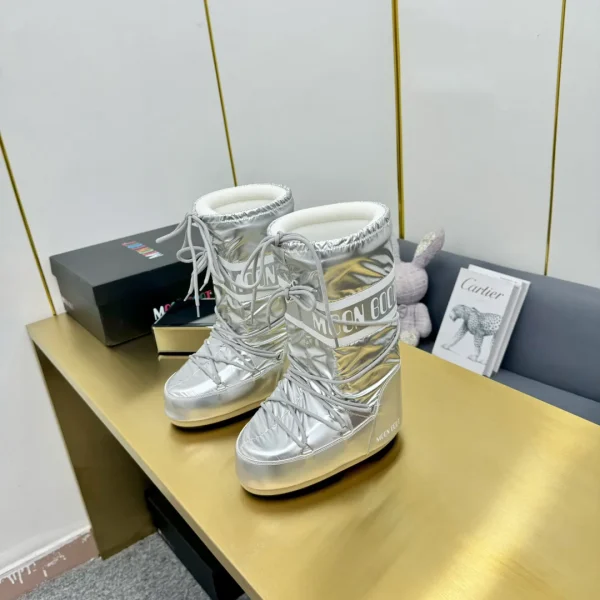Metallic Silver Moon Boot Snow Boots image 1