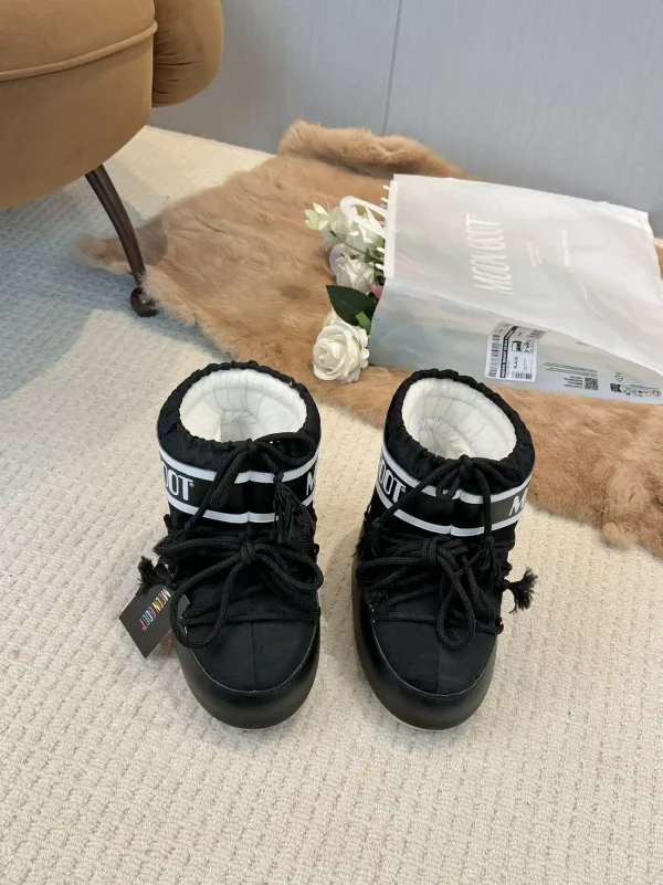 Black Waterproof Snow Boots with Fleece Lining image 1