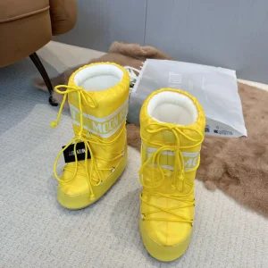Yellow Waterproof Moon Boot Snow Boots with Inner Wedge image 1