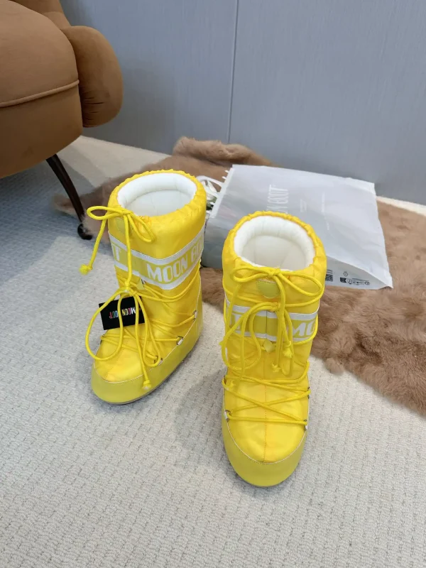 Yellow Waterproof Moon Boot Snow Boots with Inner Wedge image 1