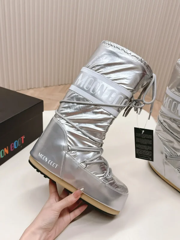 Metallic Silver Moon Boot Snow Boots image 1