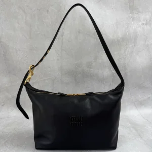 Miu Miu Black Leather Hobo Shoulder Bag image 1