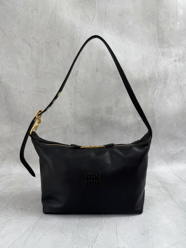 Miu Miu Black Leather Hobo Shoulder Bag image 1