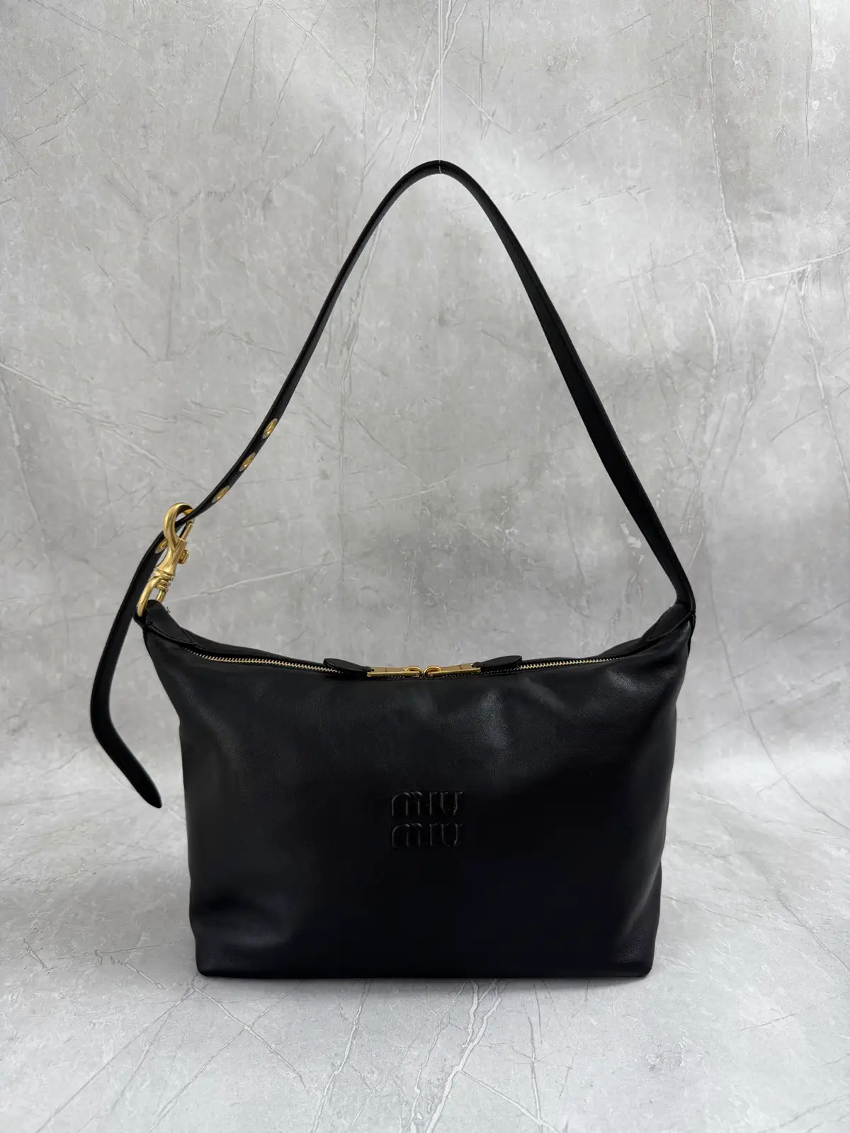 Miu Miu Black Leather Hobo Shoulder Bag image 1