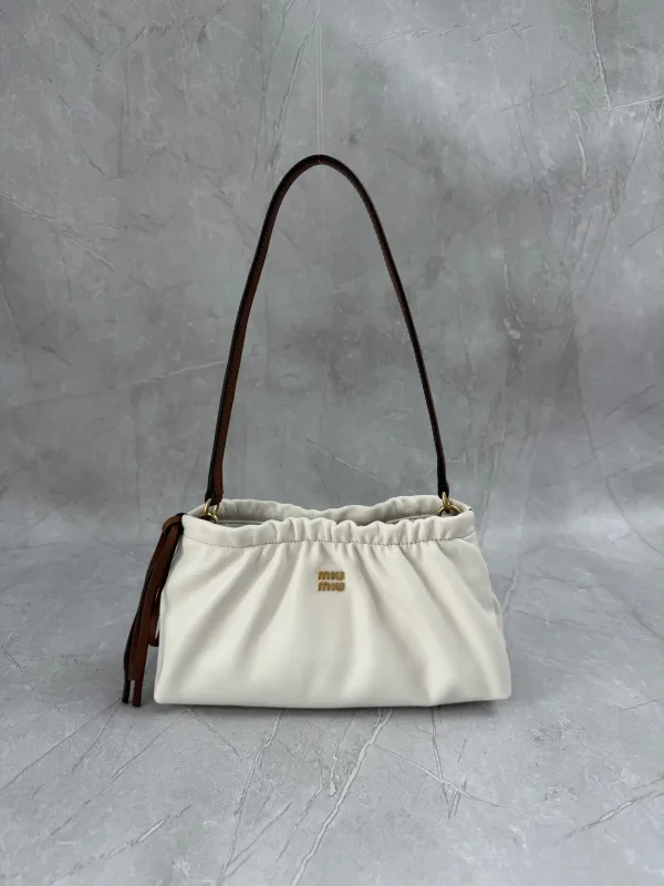 Miu Miu White Ruched Shoulder Bag image 1