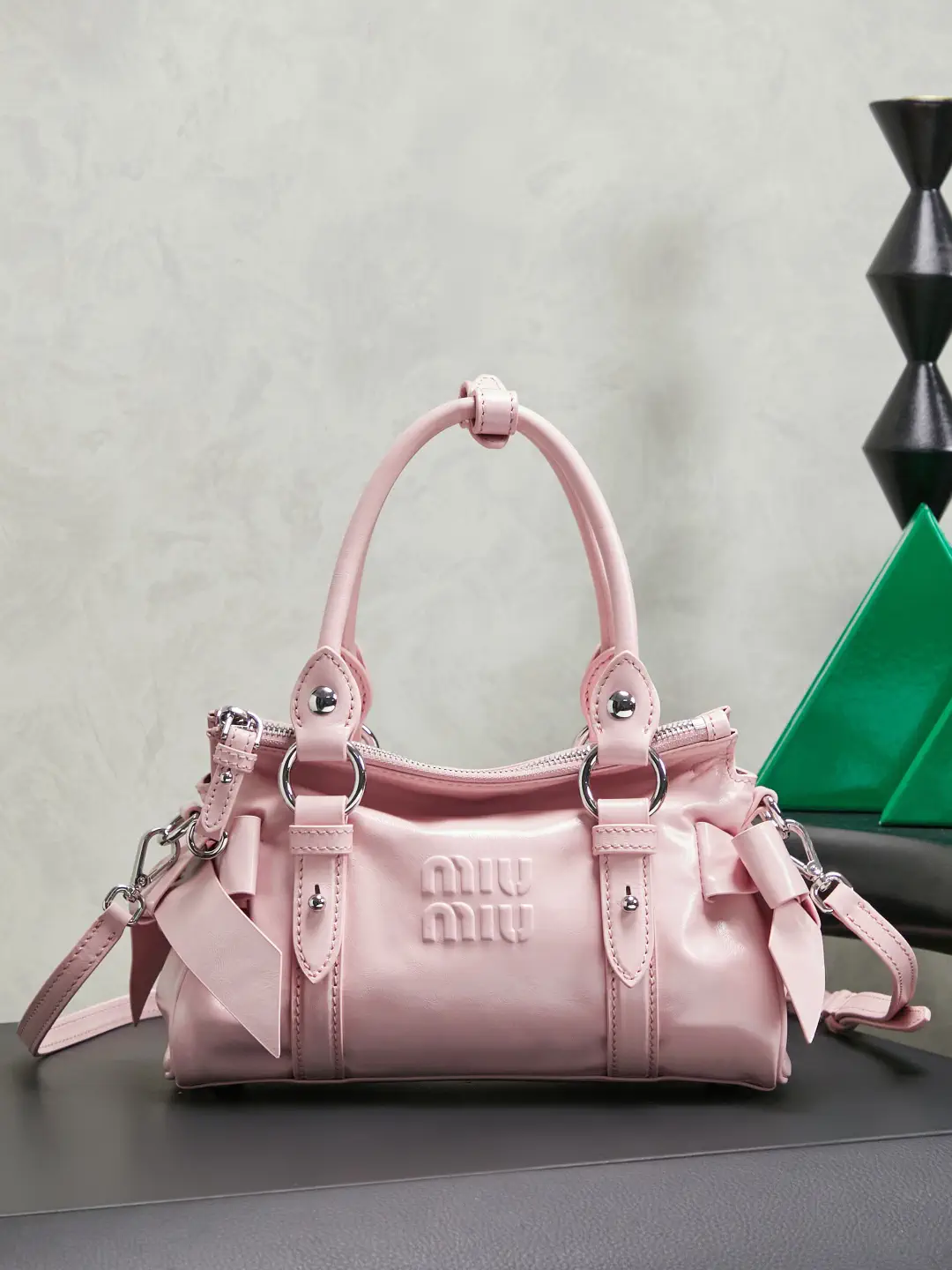 Miu Miu Pink Bow Detail Top Handle Bag image 1