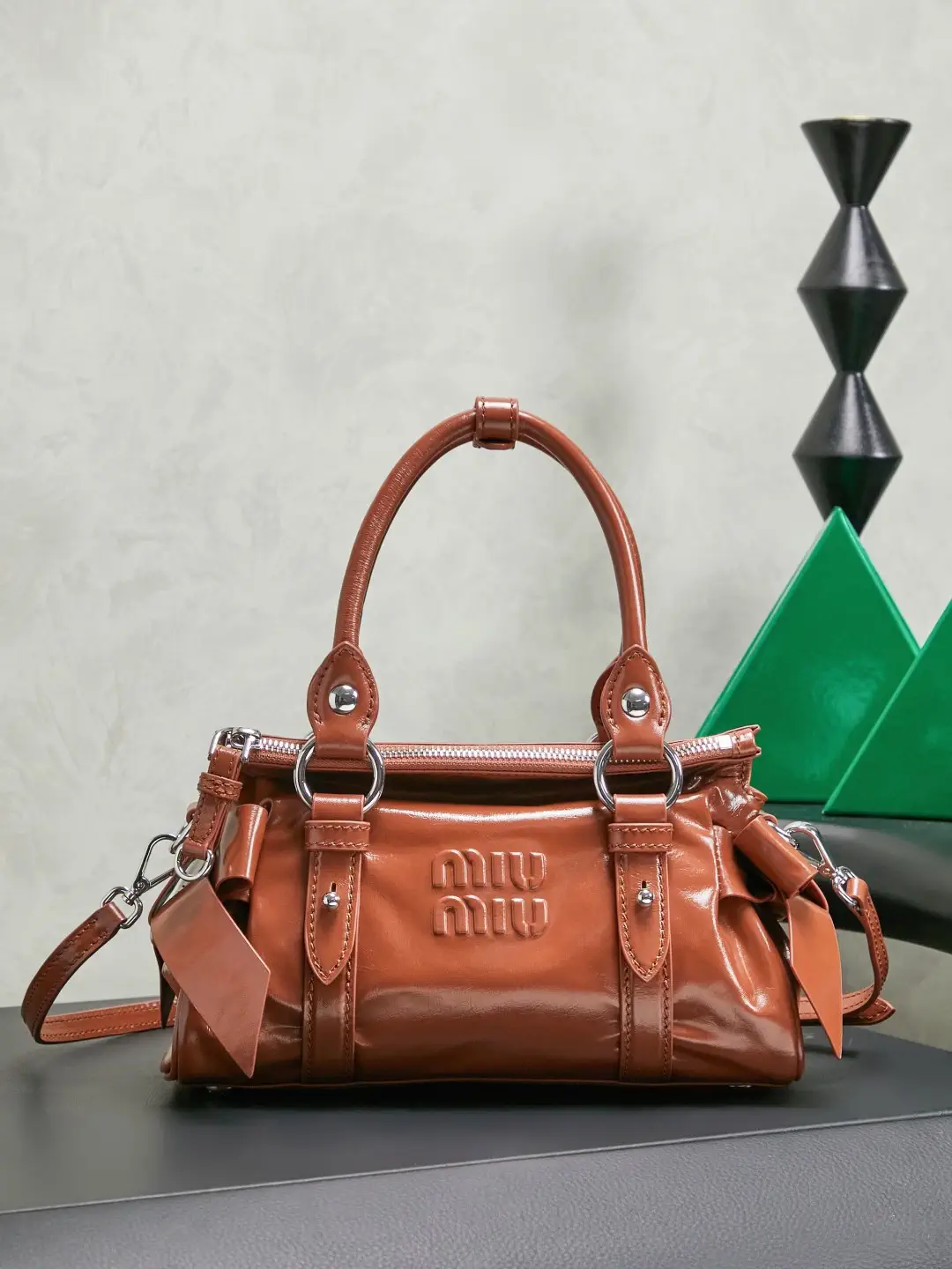 Miu Miu Brown Top Handle Bag with Crossbody Strap image 1