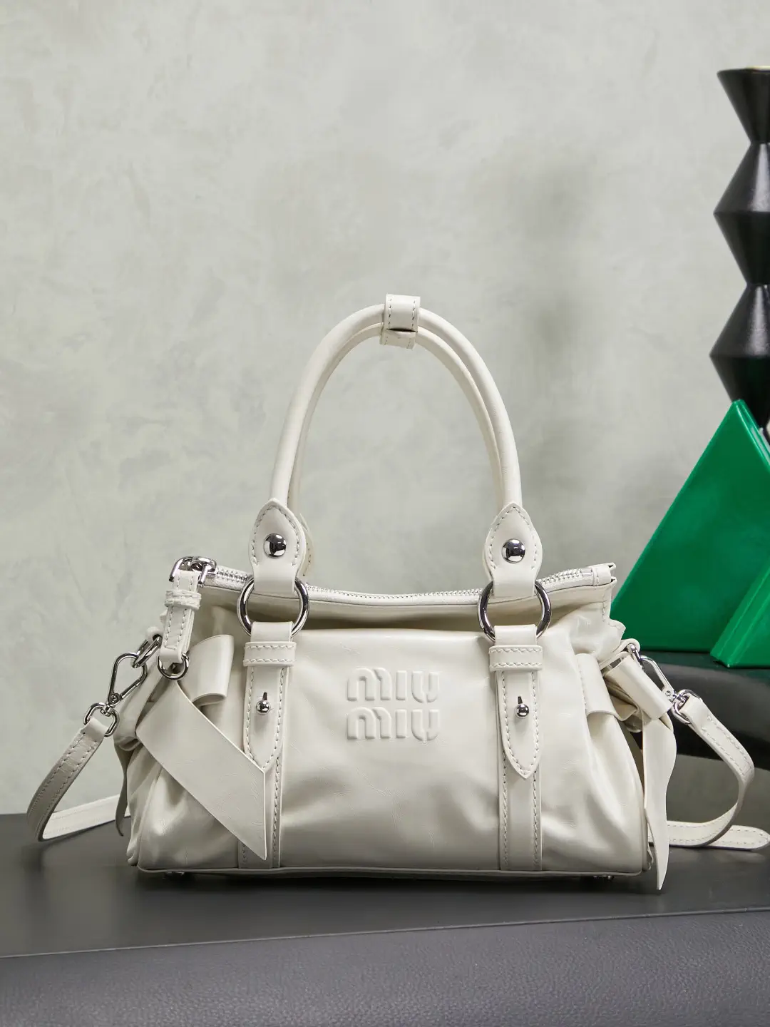 Miu Miu White Bow Detail Top Handle Bag image 1