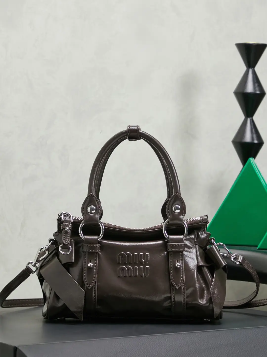 Miu Miu Brown Top Handle Bag with Crossbody Strap image 1