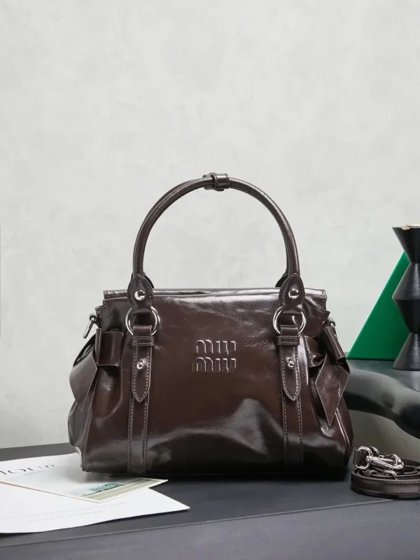 Miu Miu Brown Bow Detail Top Handle Bag image 1