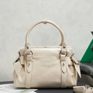 Miu Miu Beige Bow Detail Top Handle Bag image 1