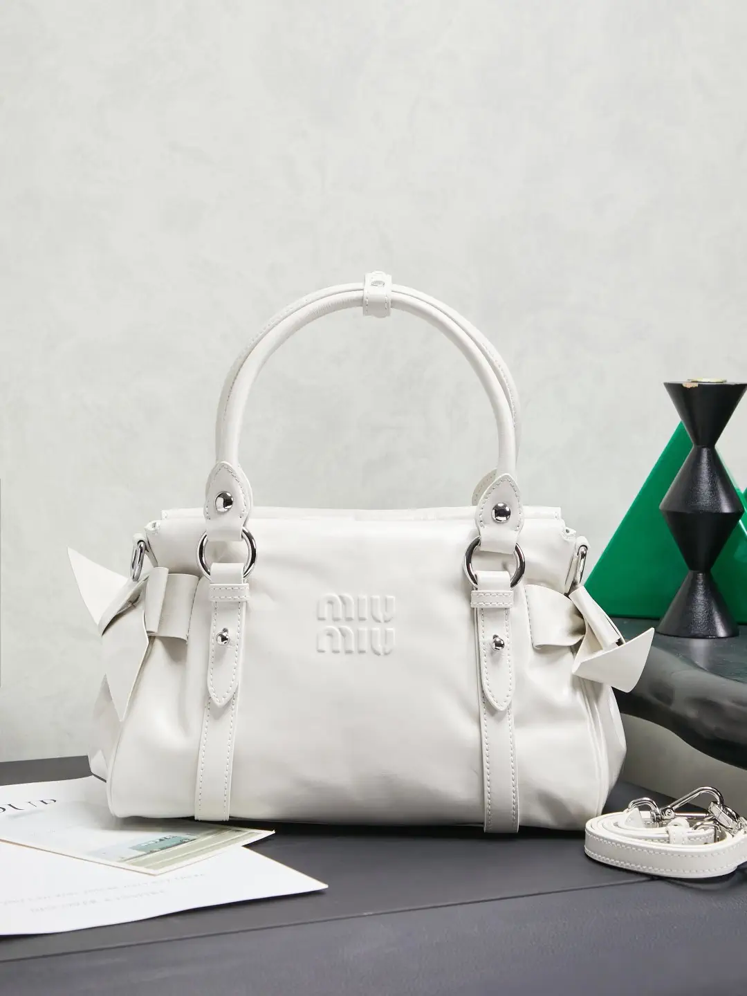 Miu Miu White Bow Detail Top Handle Bag image 1